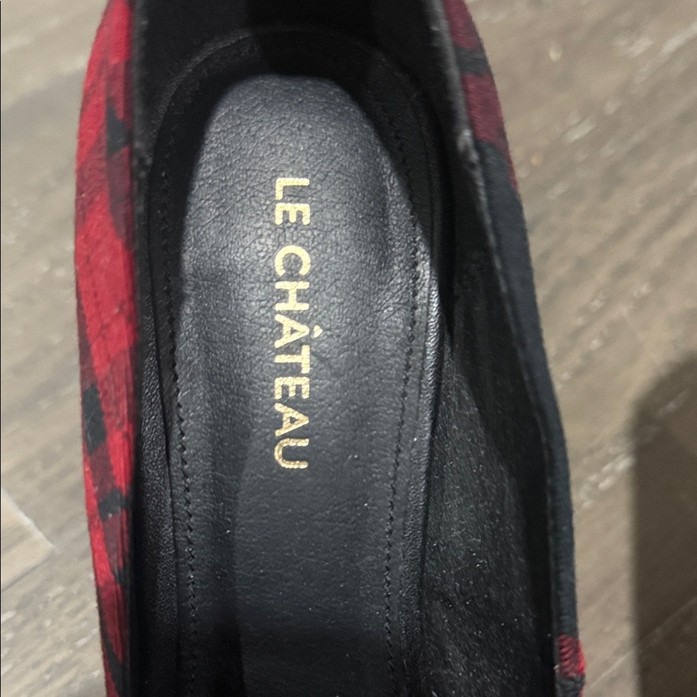 Le Chateau Black and Red Plaid Heels - Picture 2 of 5